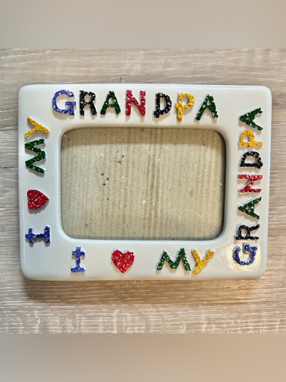 I Love My Grandpa Ceramic Picture Frame 3.5x5 Photo Grandfather Gift Colorful